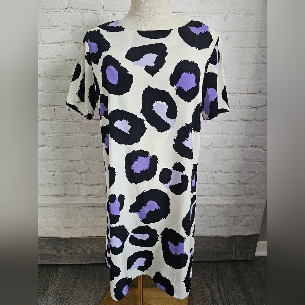 John Zack Silky Shift Dress in Leopard Print | UK 8/ US 4 | EUC